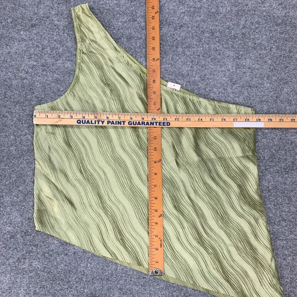 Anthropologie Dolan Tank Top Womens XL Green Pleated One Shoulder Asymmetric Hem